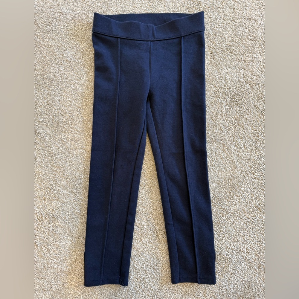 Janie and Jack Girls Navy Leggings Size 4 Gold Button Ankle Stretch Pants EUC